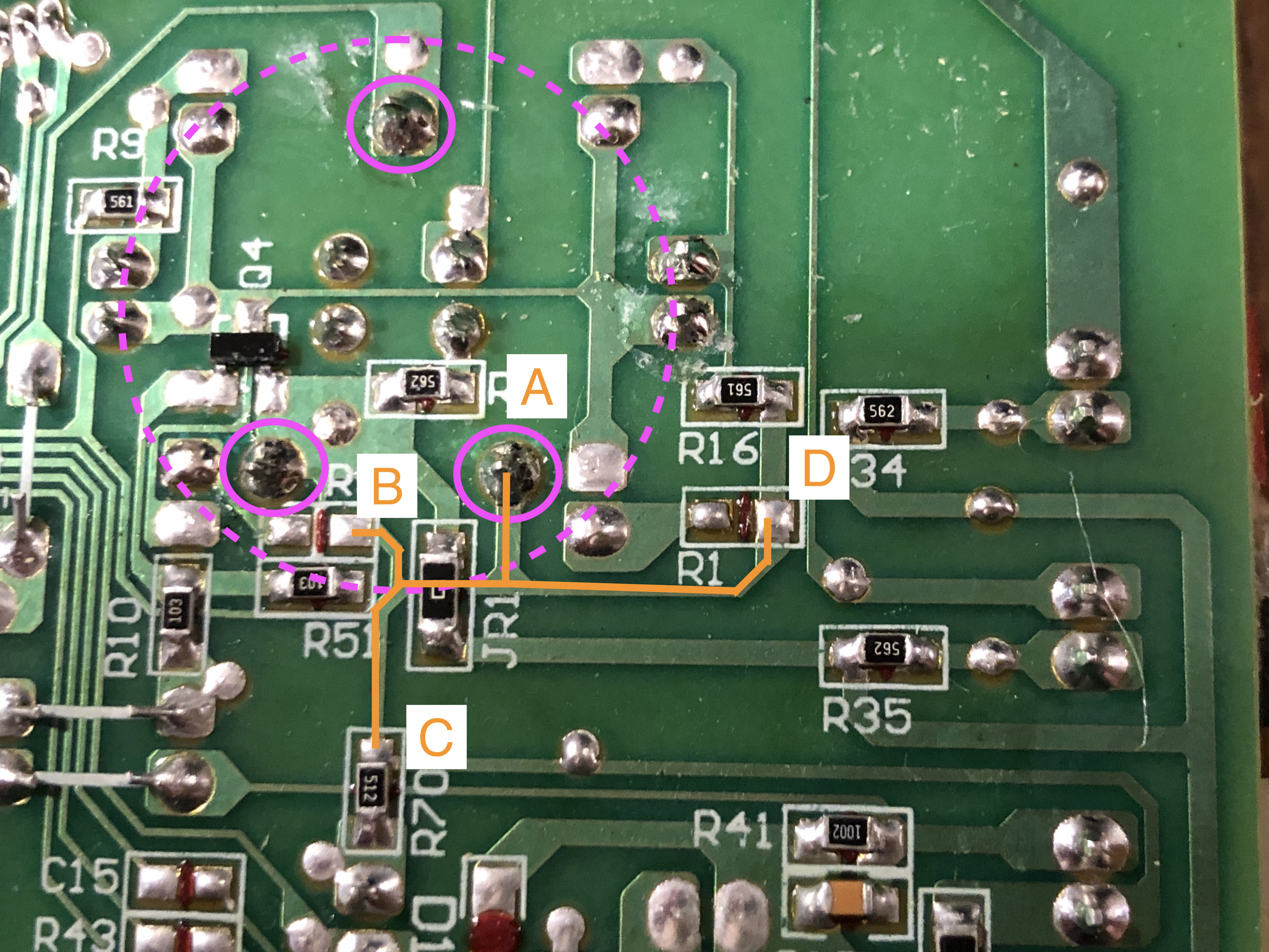 Discontinuous circuit with labelled terminals